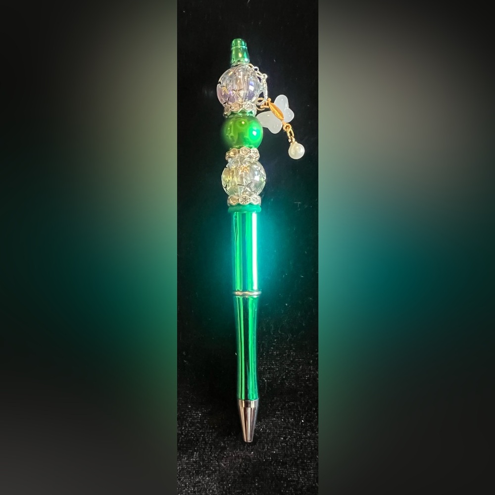 Green and Silver Decorative Ink Pen